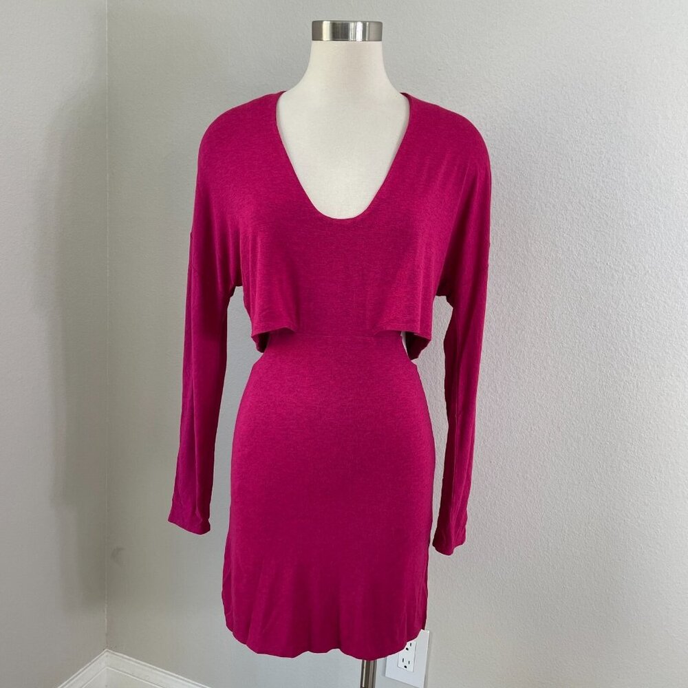 Riller & Fount Womens Small Pink Cutout Long Sleeve Dress‎ Bodycon Stretch